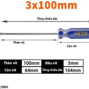 Tuốc nơ vít đầu dẹp cán cứng nhựa trong Asaki