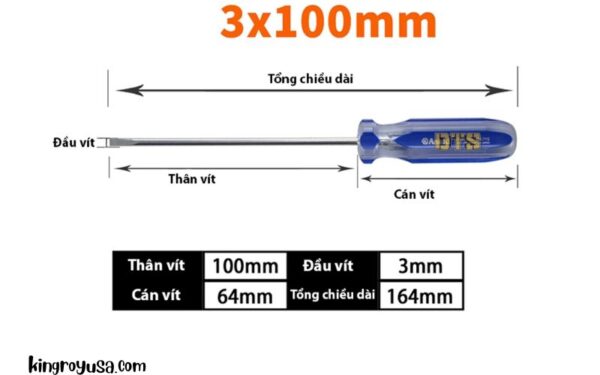 Tuốc nơ vít đầu dẹp cán cứng nhựa trong Asaki