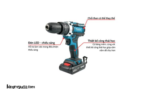 Máy khoan pin cầm tay Makita 72v 3 chức năng khoan tường, bắt vít, khoan sắt